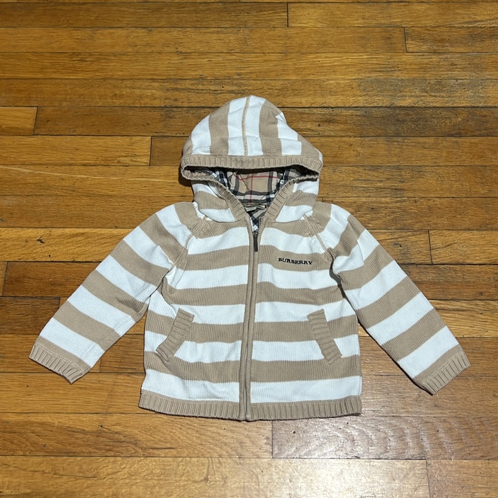 Burberry Tan and White Striped Kids Hoodie - Picture 3 of 14